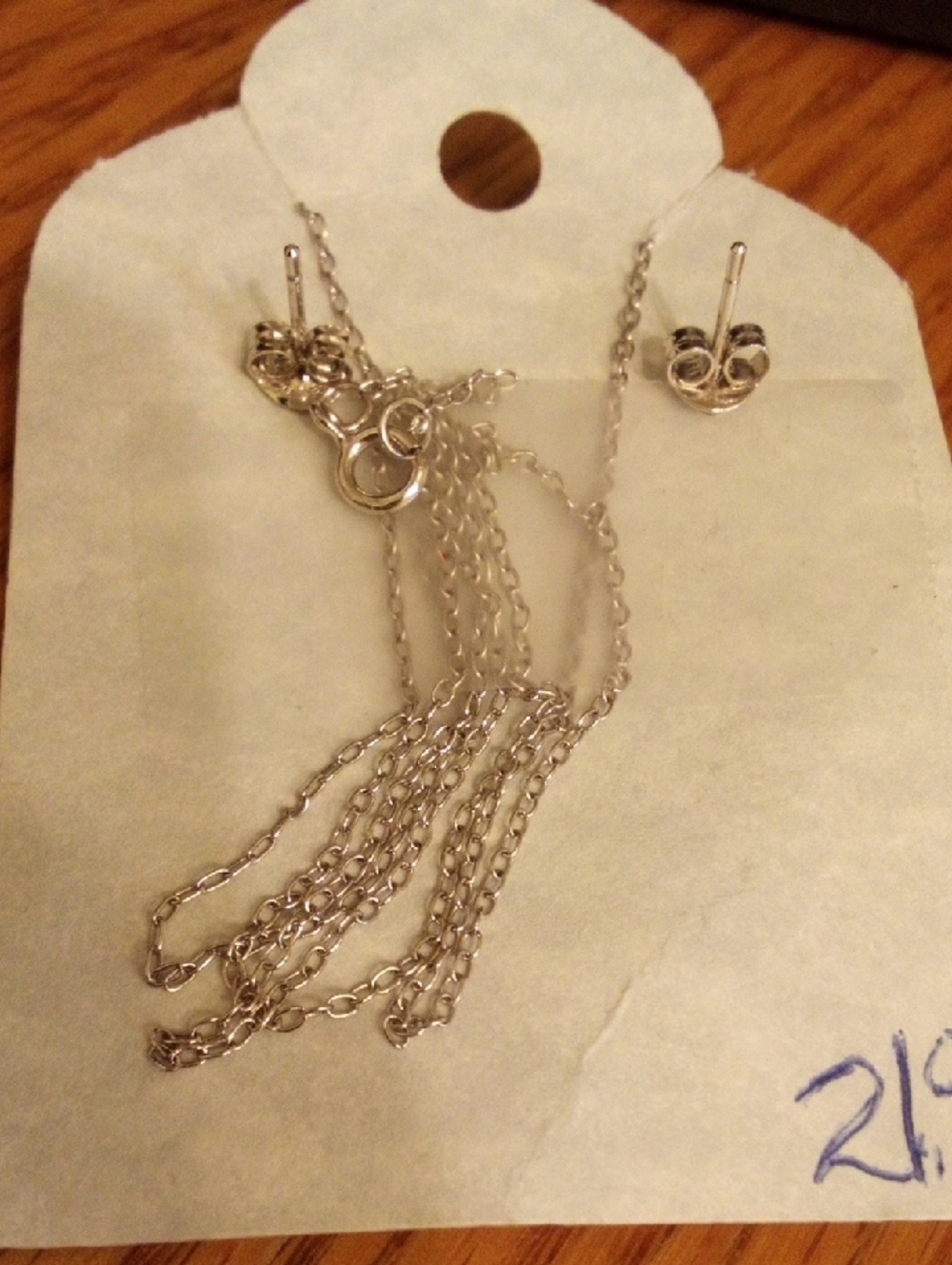 Blue Cubic Pendant and Stud Earring Set - Picture 4 of 5